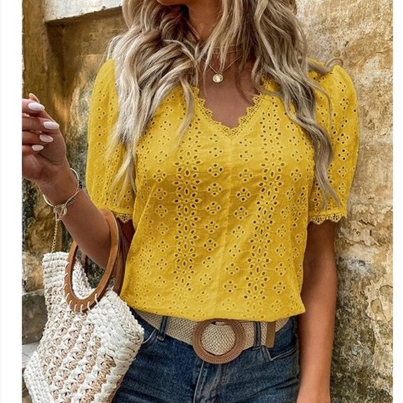 New Yellow Lace V-Neck Short-Sleeve Top - Women & Plus
Z Avenue from Zulily 2X - Picture 3 of 10